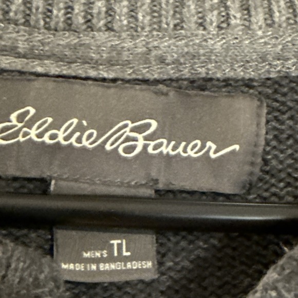 Vintage Eddie Bauer Sweater Pullover Men's Tall Large TL Gray Long Sleeve Henley - Picture 3 of 6